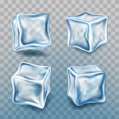 Wall Mural - Realistic 3d Detailed Ice Cubes Set. Vector