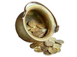 trove of coins in a copper pot