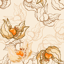 Seamless Pattern Of White Cherry, Vector Illustration