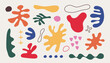 Abstract doodle organic shapes. Contemporary Matisse inspired elements, hand drawn scribble set, modern vector illustration