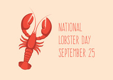 National Lobster Day Vector. Red Lobster Icon Vector. Favorite Seafood Vector. Lobster Day Poster, September 25