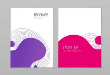 Aufkleber - Abstract fluid element shapes design for brochure a4 paper page wave template vector illustration, mockup for placard with liquid graphic print poster, modern presentation mock up, magazine or booklet