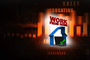 Poster - 3D rendering work from home concept
