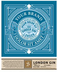 Vintage Gin label. Vector layered