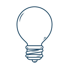 Sticker - light bulb, energy and idea symbol, line style icon vector illustration design