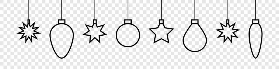 Wall Mural - christmas toys. christmas toys vector icons. stars and balls in line design. vector illustration