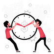 © korakoch - Time management feature a man pulling clock hands