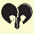 broken heart heartbreak flat icon for broken heart concept, vector illustration 