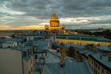 Night Cityscape Of Saint Petersburg With Saint Isaac's Cathedral