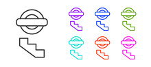 Black Line London Underground Icon Isolated On White Background. Set Icons Colorful. Vector.