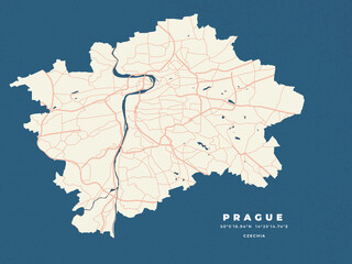 Canvas Print - Prague map vector poster flyer 