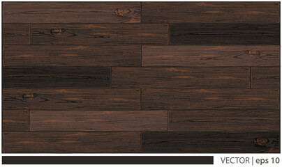 Vector dark brown wood background surface with wooden realistic texture 