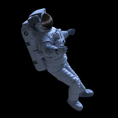 Wall Mural - astronaut during spacewalk, isolated on black background