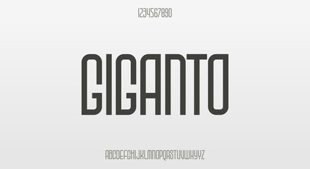 giganto, a modern condensed font typeface with round shape and sharp edges.