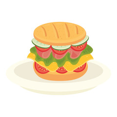 Wall Mural - delicious sandwich in dish, on white background vector illustration design