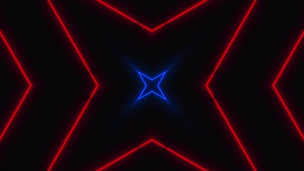 Poster - Abstract neon kaleidoscope, 3d rendering. Computer generated backdrop changing geometries