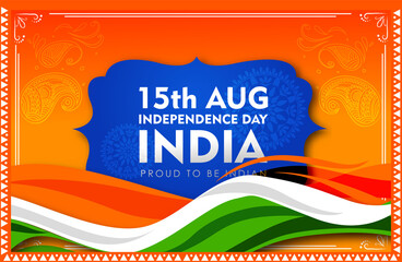 Creative abstract or poster with Indian Flag for vector illustration of 15th August india Happy Independence Day.