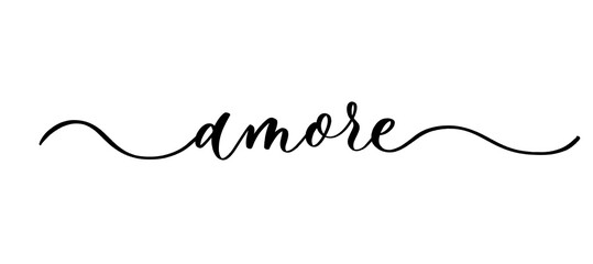 Poster - Amore - vector calligraphic inscription with smooth lines.