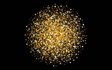 Wall Mural - gold dot festive black background. happy splash