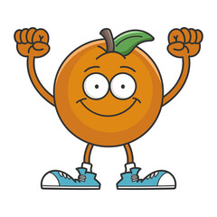 Wall Mural - smiling orange fruit cartoon character