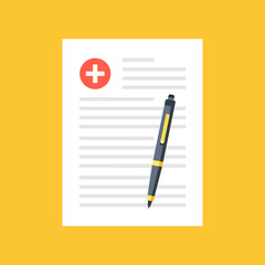 Poster - Medical record, medical report, patient information form. Top view. Flat design. Vector illustration