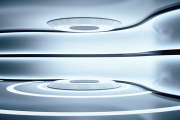 white futuristic concrete space ship interior