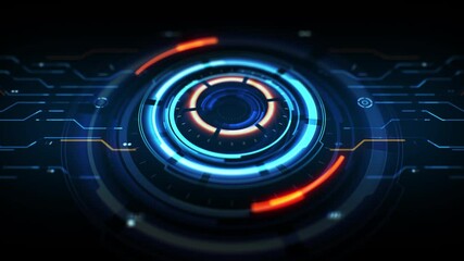 Poster - Futuristic core element with electronic circuit motion. Abstract technology background for cyber security concept. Seamless loop.