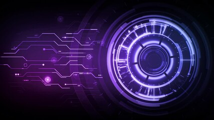 Poster - Futuristic core hud concept with electronic circuit. Technology background with abstract dashboard in a cyber space. Seamless loop.