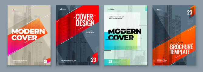 set of brochure design cover template for brochure, catalog, layout with color shapes. modern vector