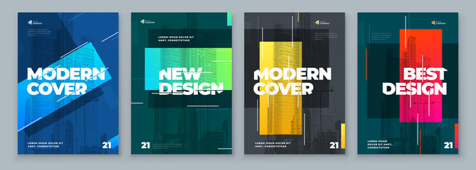 set of brochure design cover template for brochure, catalog, layout with color shapes. modern vector