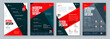 Flyer Design Set. Dark Red Modern Flyer Background Design. Template Layout for Flyer. Concept with Dynamic Line Shapes. Vector Background.