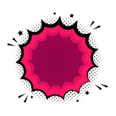 Poster - Blank template comic text speech bubble star, halftone dot background style pop art. Dialog empty comic box space Creative composition idea conversation comics book sketch explosion sudden burst bomb.