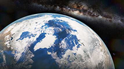 Wall Mural - North Pole from outer space, orbital view of planet earth