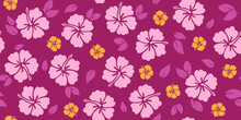 Hibiscus Pattern | Repeating Tropical Design | Vector Tiki Print | Seamless Hawaiian Style