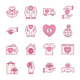 Fototapeta  - line and fill style icons collection design of Charity and donation theme Vector illustration