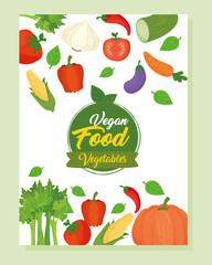 Canvas Print - banner with vegetables icons, concept healthy food vector illustration design