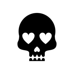 Canvas Print - death skull head with hearts eyes silhouette style icon