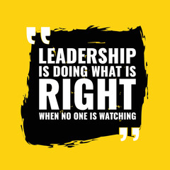 Sticker - Inspiring Creative Motivation Quote Poster Template. Vector Banner Design Illustration Concept. Leadership is doing what is right when no one is watching