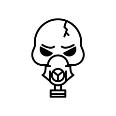 Sticker - death skull head broken wearing mask line style icon