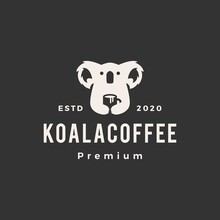 Koala Coffee Hipster Vintage Logo Vector Icon Illustration