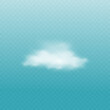 White cloud isolated on blue background - realistic nature weather element