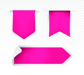Poster - Realistic High Quality Pink Labels on Transparent Background . Isolated Vector Elements