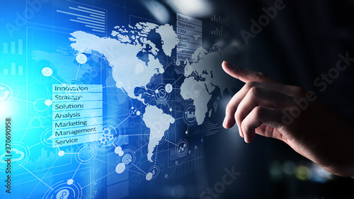 Fotomural Business and marketing strategy dashboard, Data analysis control panel on virtual screen