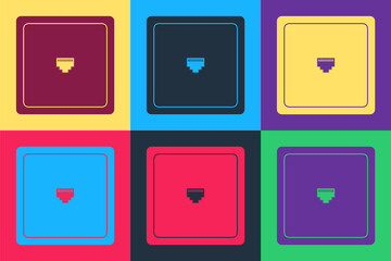 Poster - Pop art Ethernet socket sign. Network port - cable socket icon isolated on color background. LAN port icon. Local area connector icon. Vector.