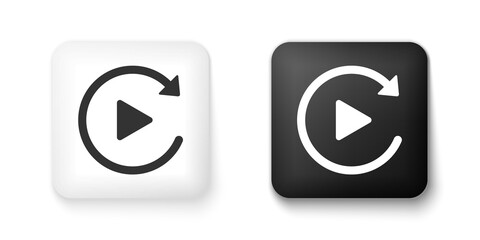 Fototapete - Black and white Video play button like simple replay icon isolated on white background. Square button. Vector.