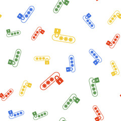 Poster - Color Password protection and safety access icon isolated seamless pattern on white background. Lock icon. Security, safety, protection, privacy concept. Vector.