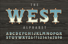 A Western, Old West Frontier, Cowboy, Or Circus Americana Alphabet; This Font Has Ornate Outlines With Copper Effects And Inner Two-Toned Detailing. Good For Circus Carnival Graphics, Signage, Etc.