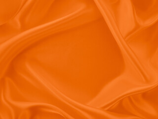 Wall Mural - Beautiful elegant wavy orange satin silk luxury cloth fabric texture, abstract background design. 