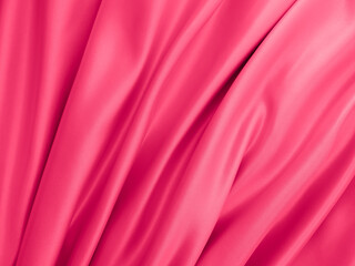 Wall Mural - Beautiful elegant wavy fuchsia pink satin silk luxury cloth fabric texture, abstract background design. 