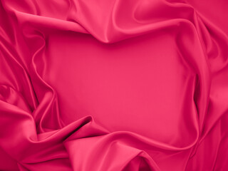 Wall Mural - Beautiful elegant wavy fuchsia pink satin silk luxury cloth fabric texture, abstract background design. 